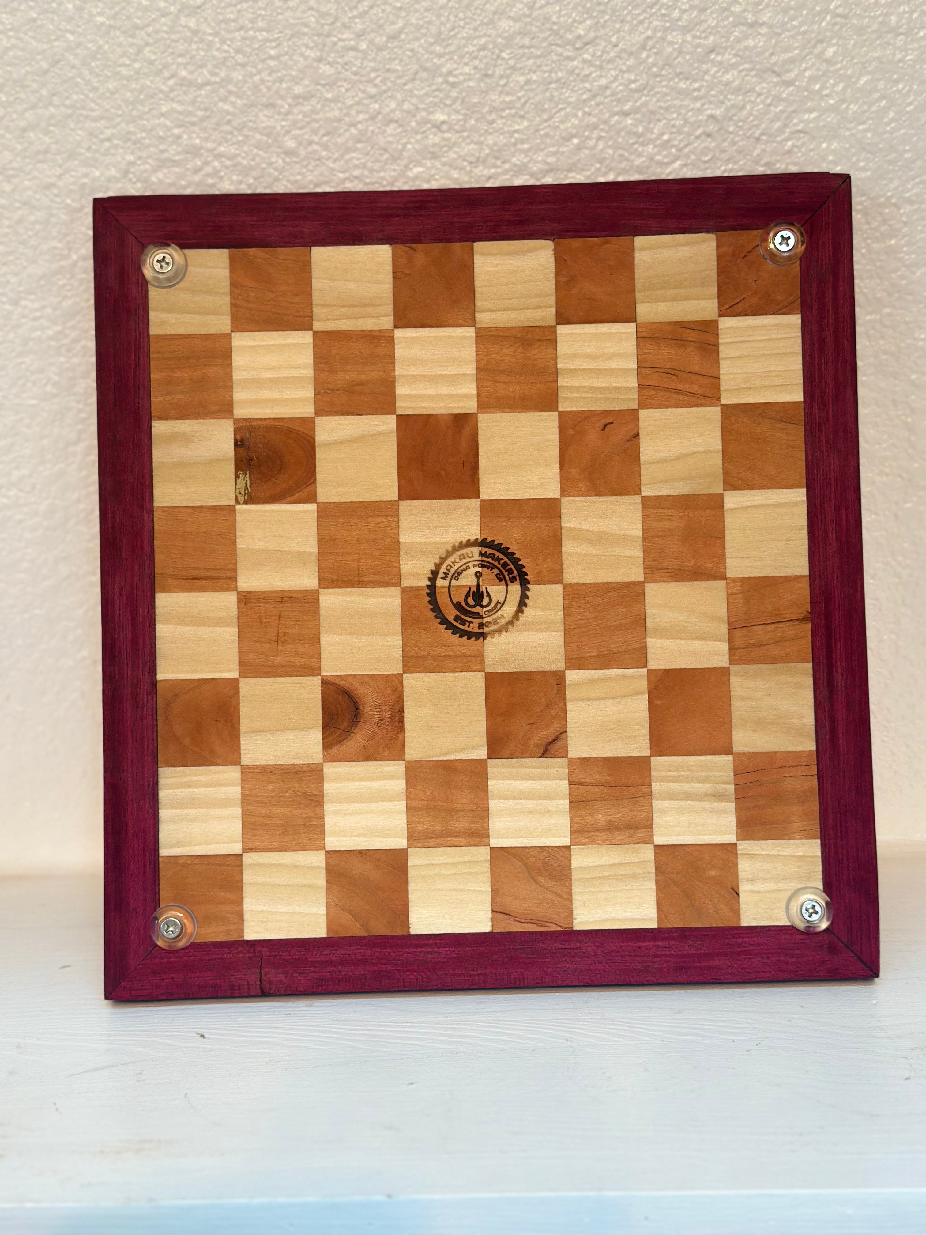 15” Cherry & Poplar Checkerboard Board – Purpleheart Banded – Multi-Use