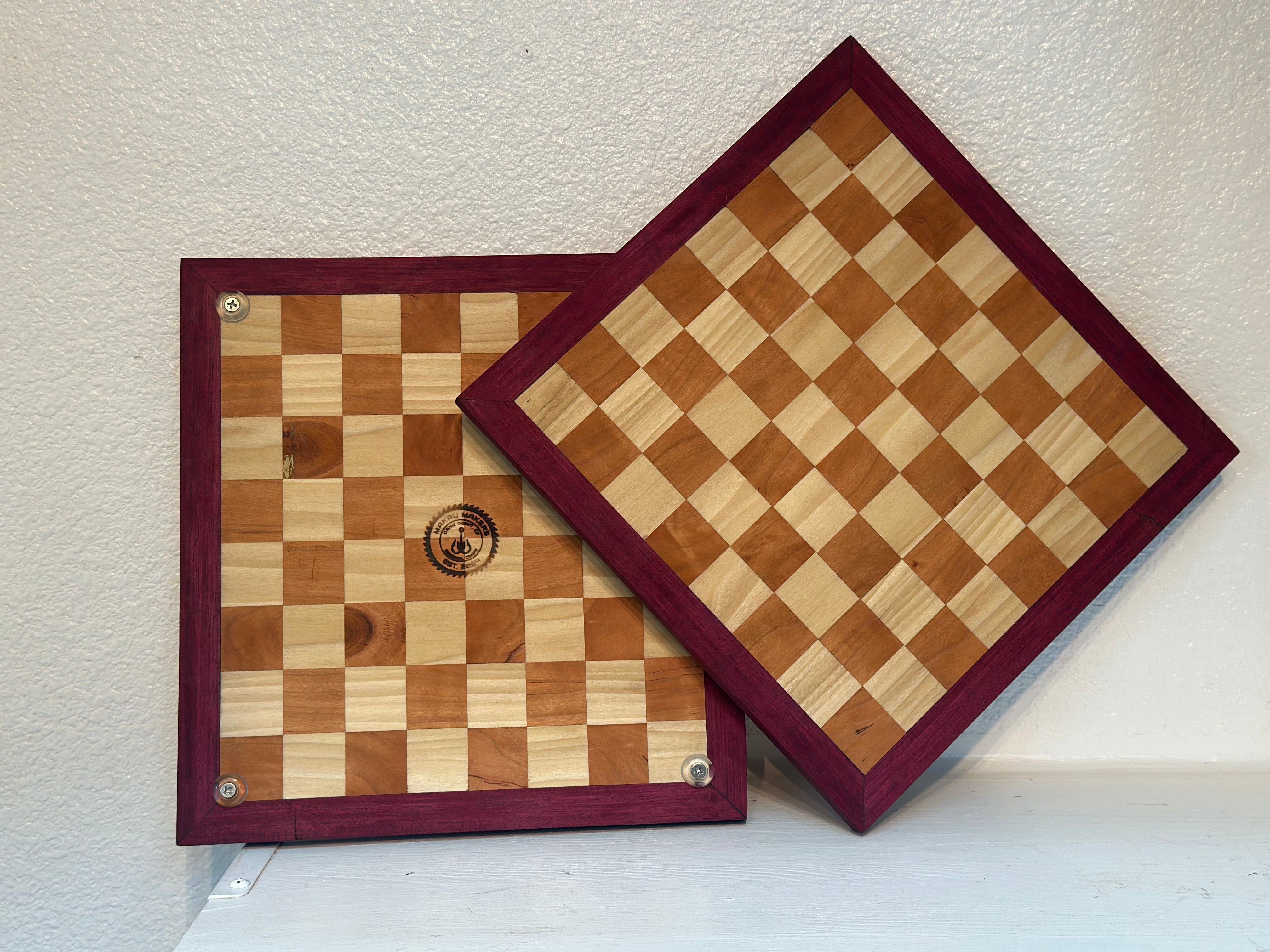 15” Cherry & Poplar Checkerboard Board – Purpleheart Banded – Multi-Use