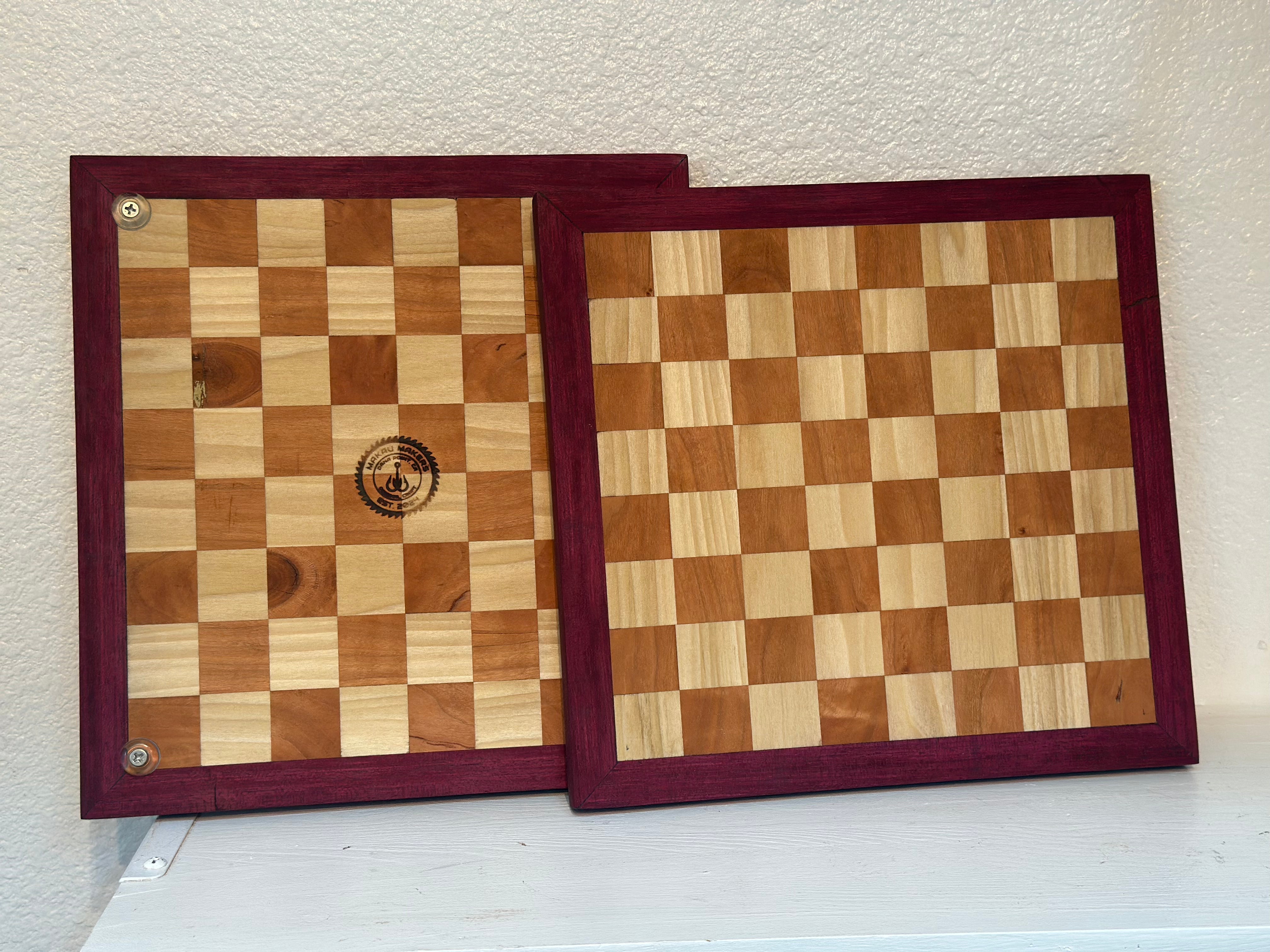 15” Cherry & Poplar Checkerboard Board – Purpleheart Banded – Multi-Use