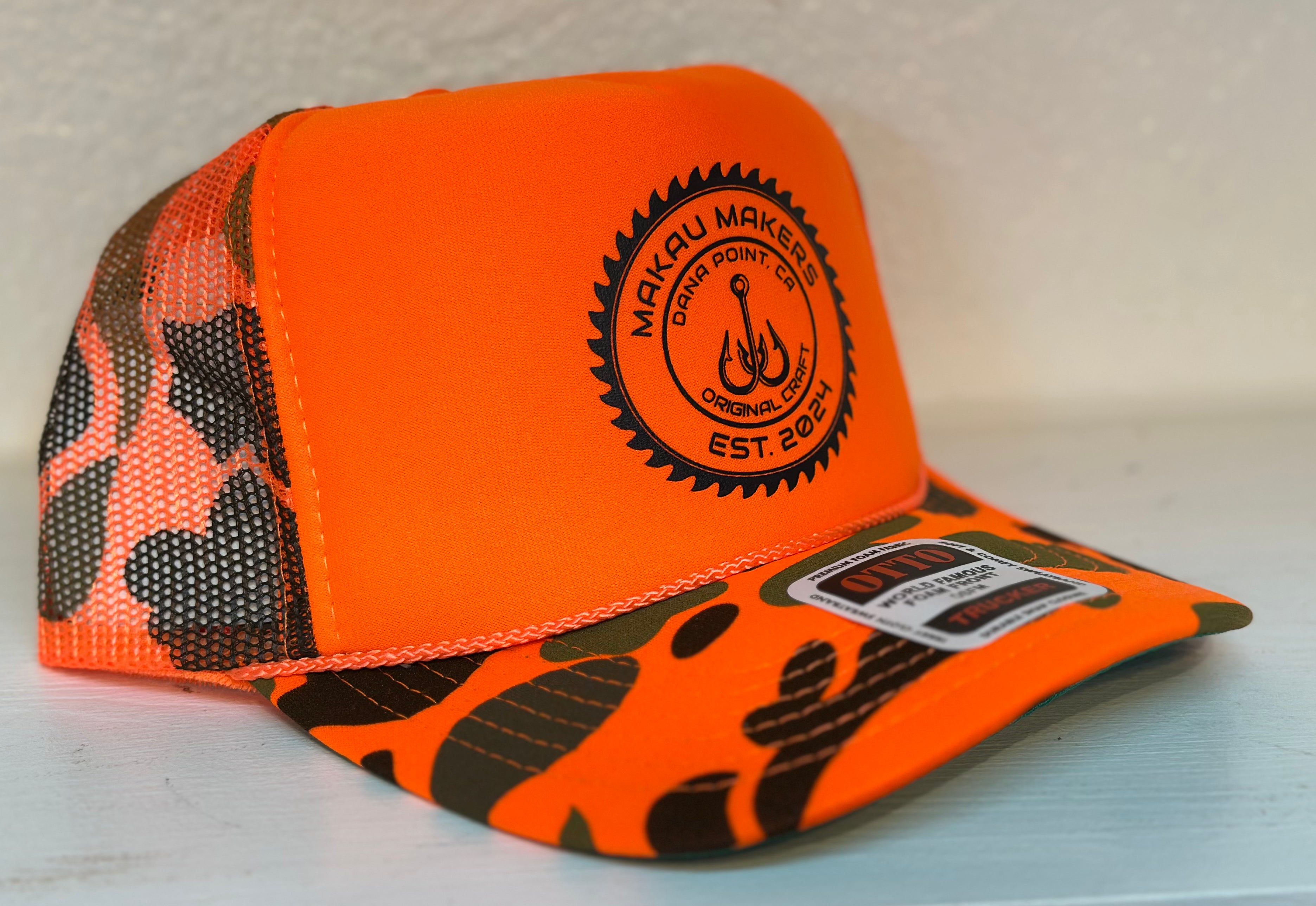SAFETY ORANGE CAMO TRUCKER