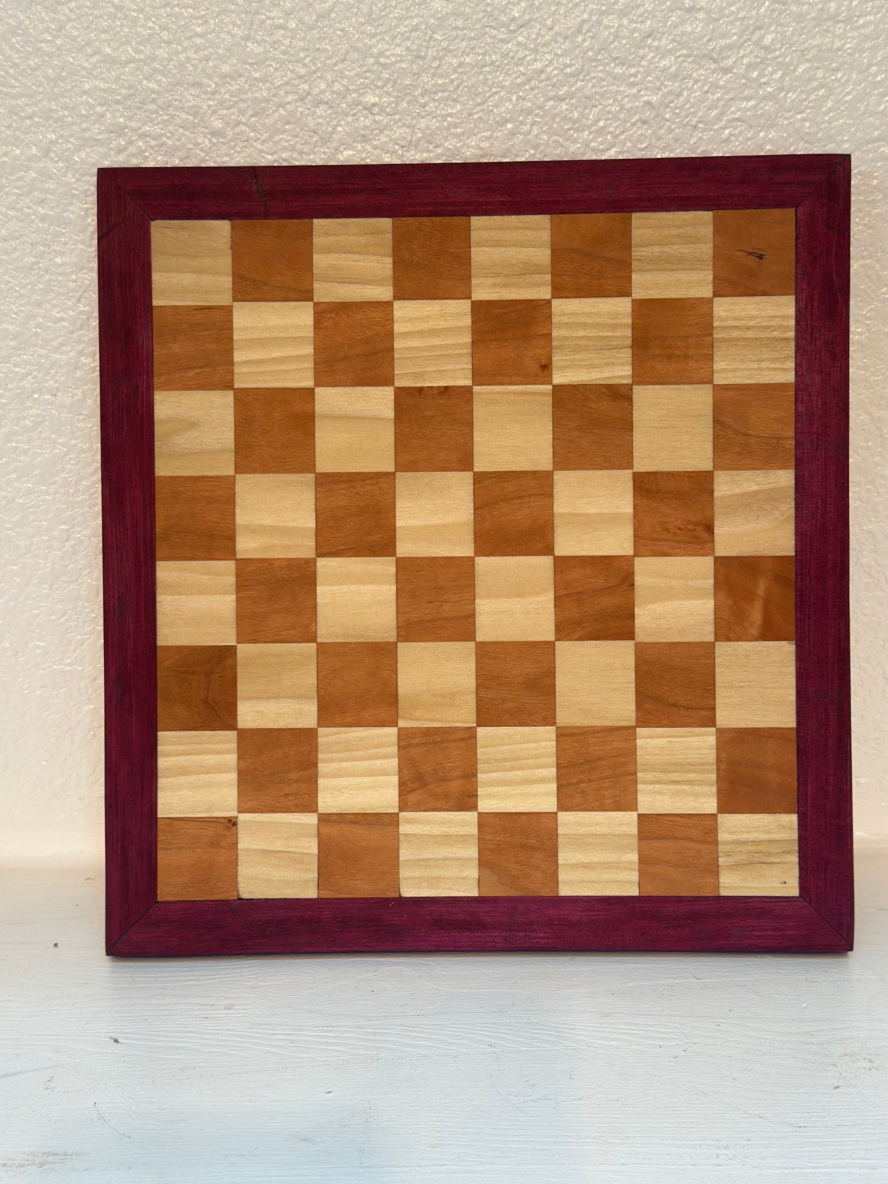 15” Cherry & Poplar Checkerboard Board – Purpleheart Banded – Multi-Use